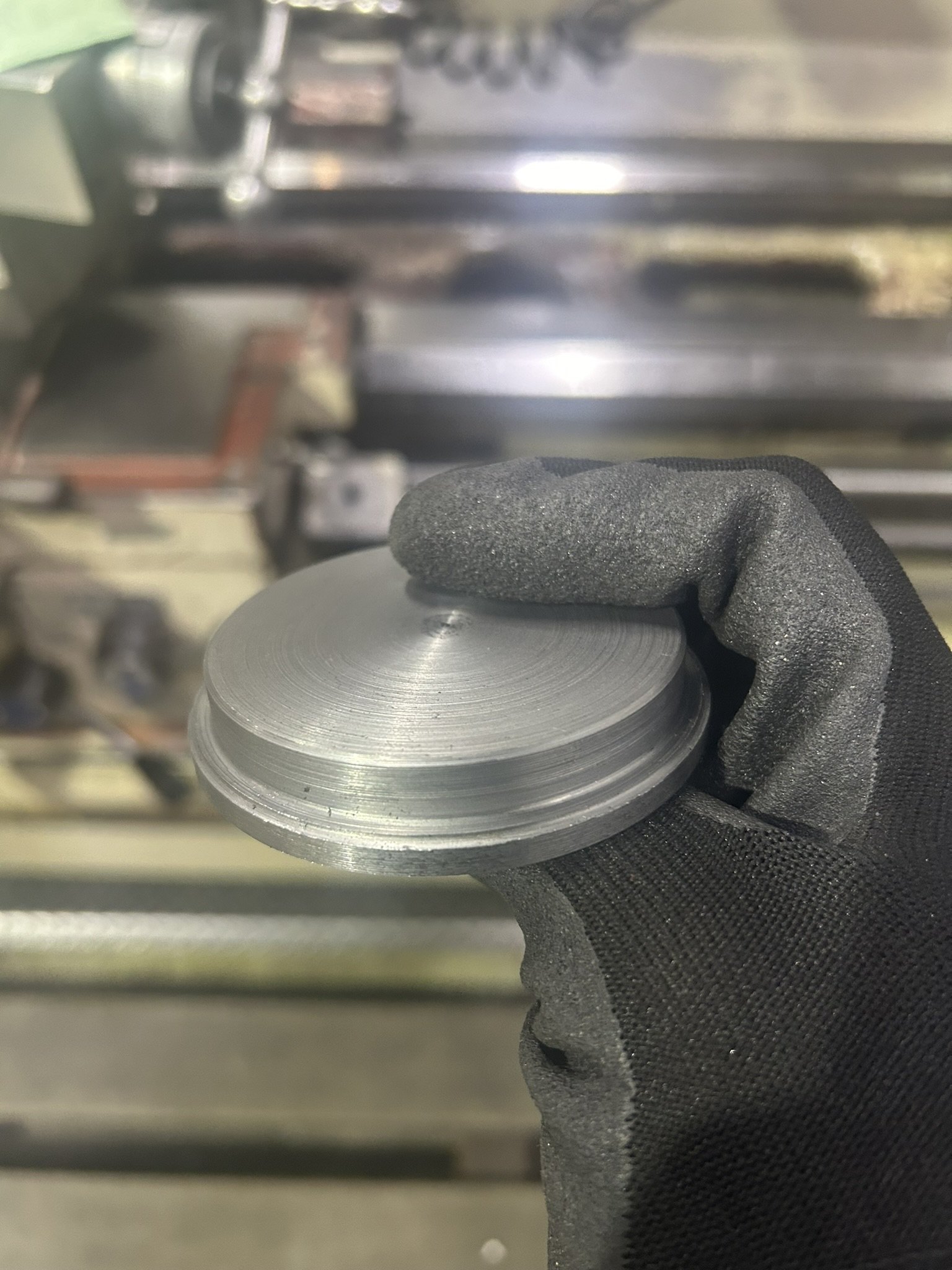 Grooved disc, straight off the lathe