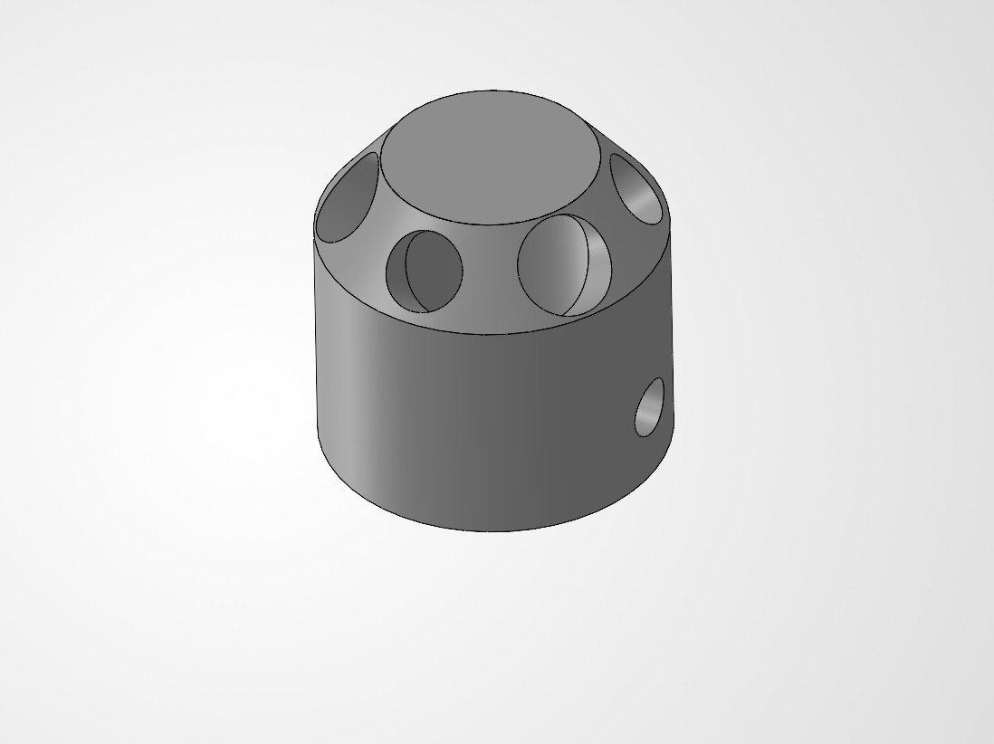 Cross-drilled block, rebuilt in SolidWorks