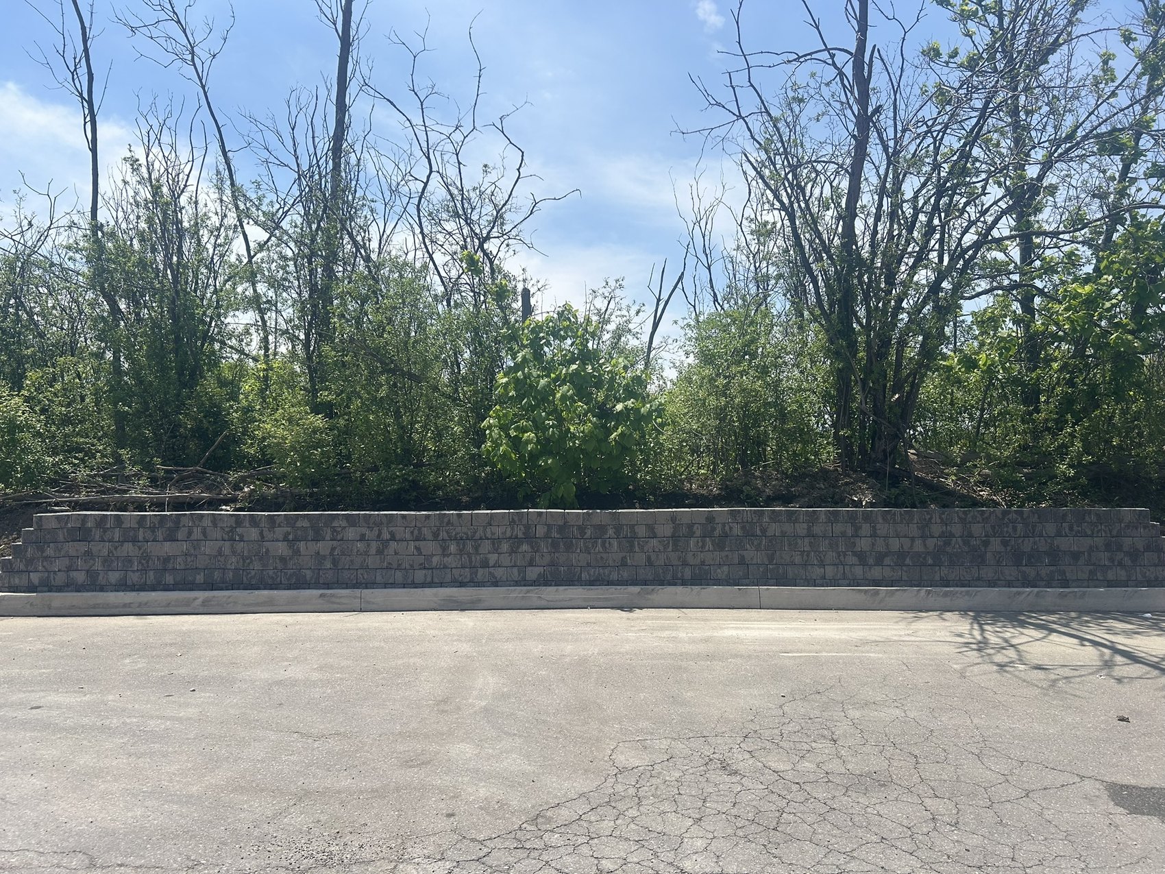 Looking back along the finished wall